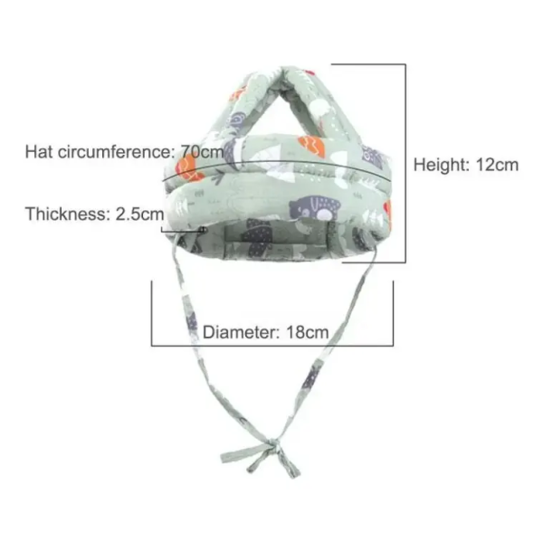Casco protector acolchado para bebé con medidas